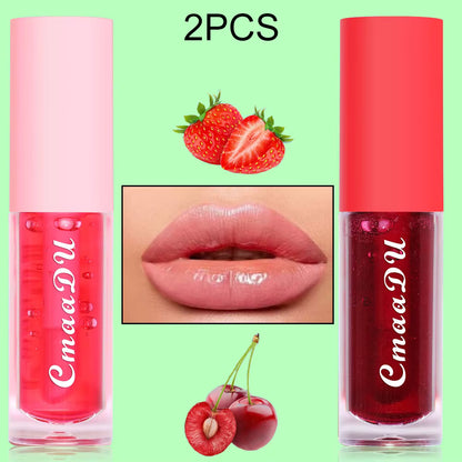 1pcs/2pcs Fruit Moisturizing Color Change Lip Gloss Lipstick Waterproof Non-transfer Strawberry&Cherry Red Party & Daily Makeup