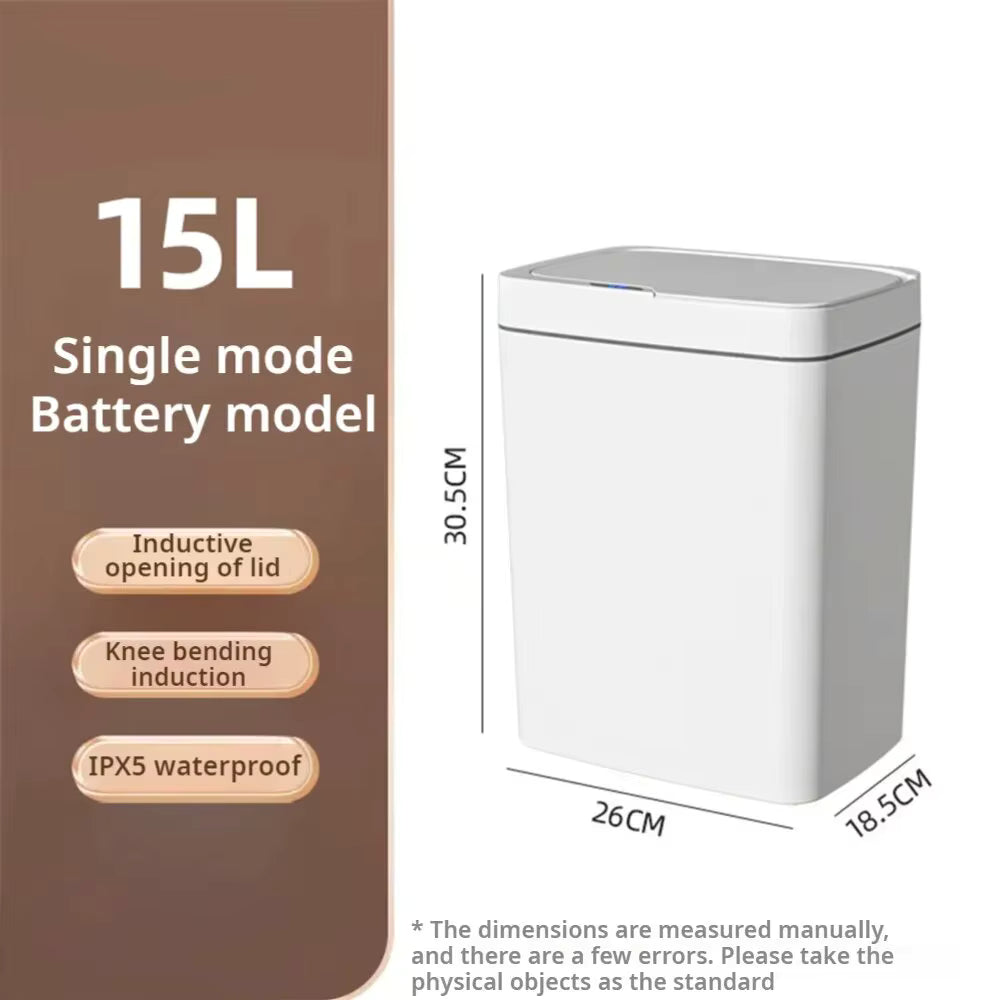 15L Non-Contact Smart Sensor Trash Can Automatic Touchless Waste Bin Eco-Friendly Electronic Bathroom Kitchen Green Household Ho