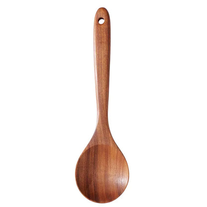 Wood Kitchenware Cooking Set Household Spatula Spoon Set Salad Spoon Fork Stirring Spoon Kitchen Baking Set With storage bucket