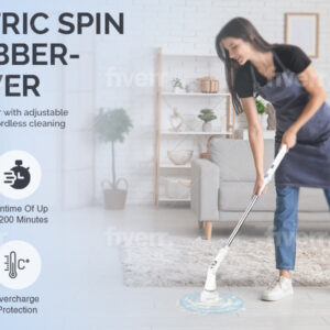 Greater Range-Electric Spin Scrubber-Cordless-Adjustable 90° Rotatable Brush Head-Ivory White